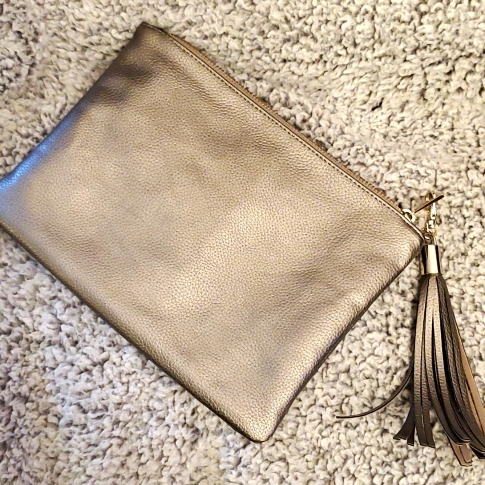 Silver Merona clutch faux leather